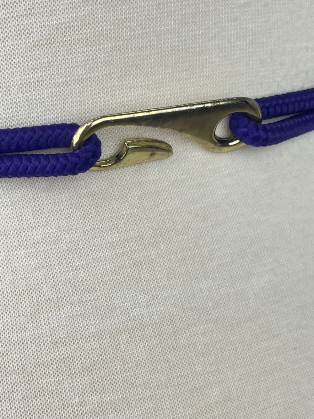 Vintage 1980s Colorful Braided Rope Belt Gold Rings Purple Pink Green